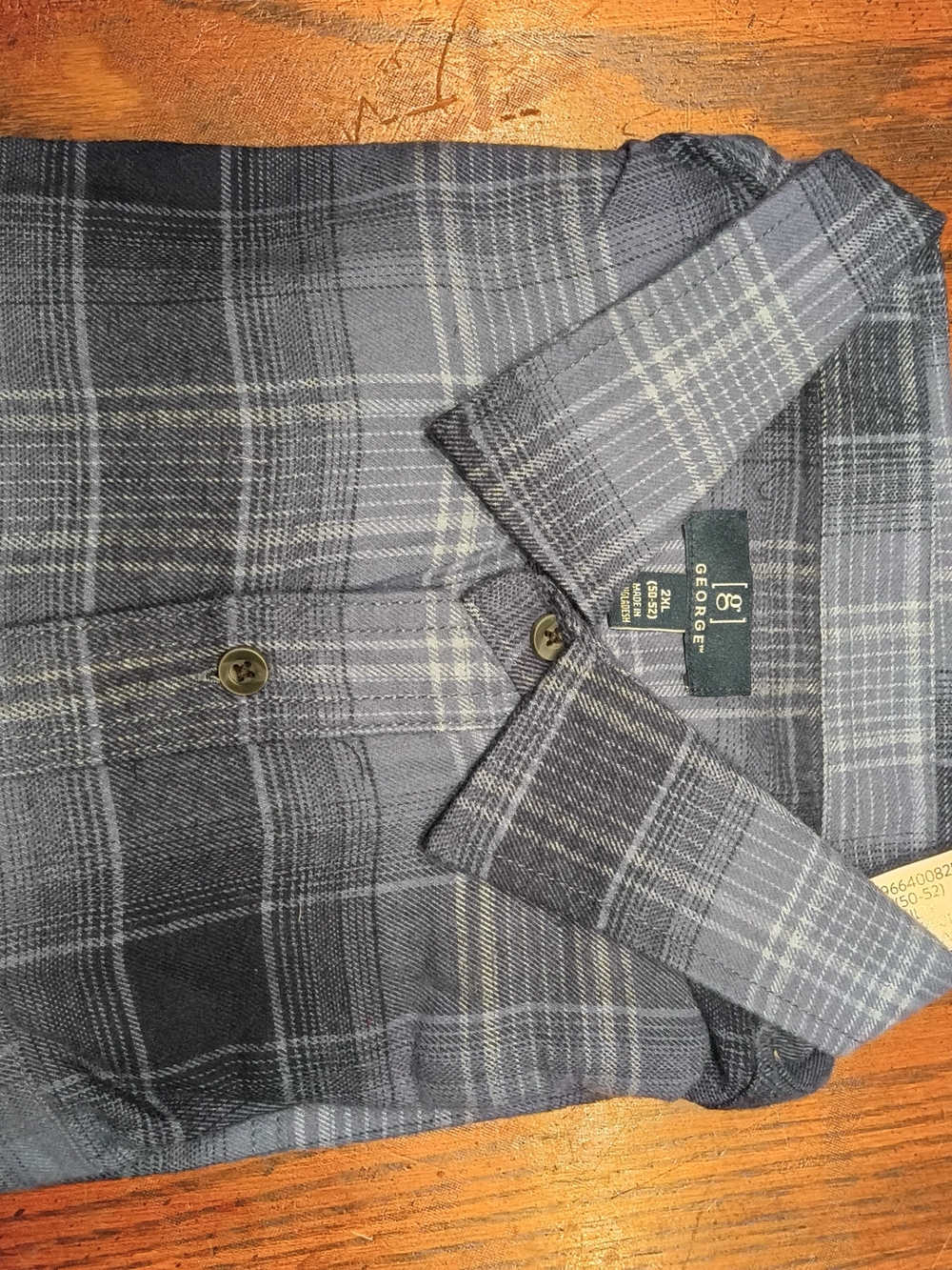 George Men's Blue Plaid Button-Up Shirt